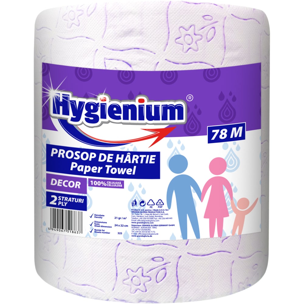 Prosoape de hartie HYGIENIUM Decor, 2 straturi, 78 m