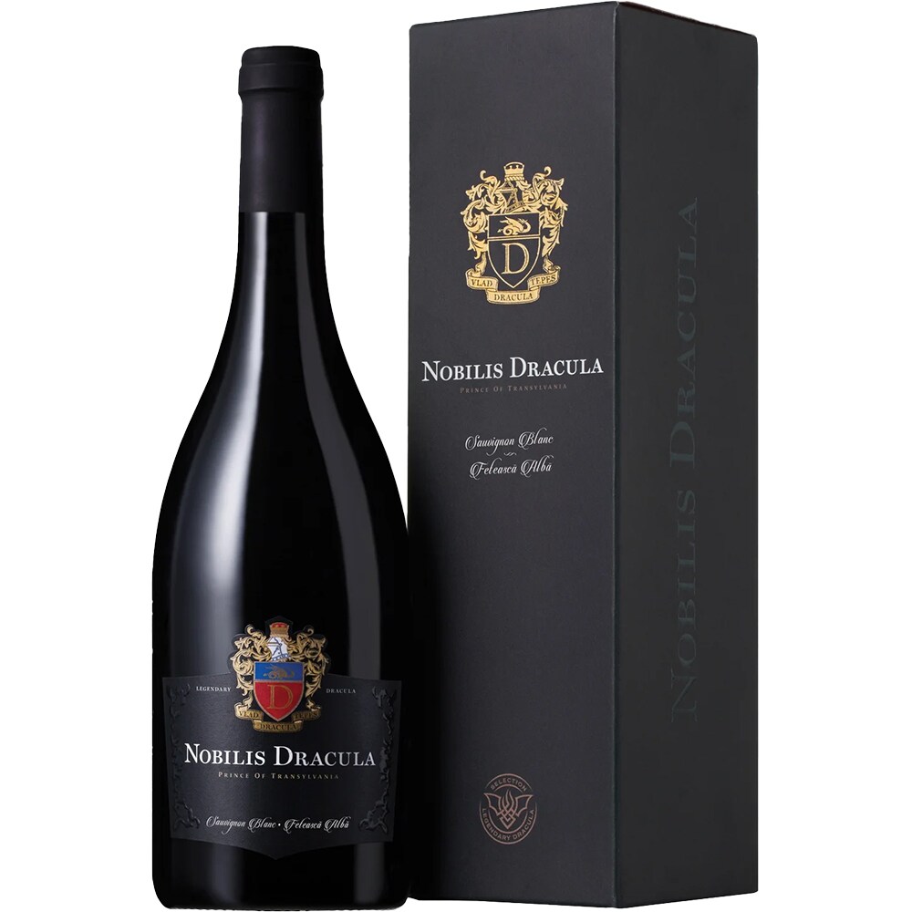 Vin alb sec Nobilis Dracula Feteasca Alba + Mini Pelerina Sticla, 0.75L