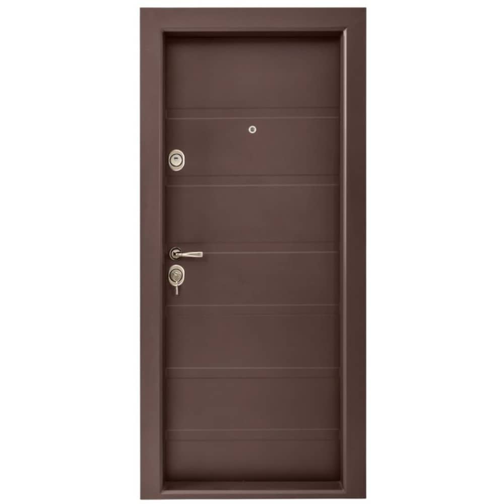 Usa exterior BR20, fara geam, dreapta, metal, 88 x 205 cm, maro