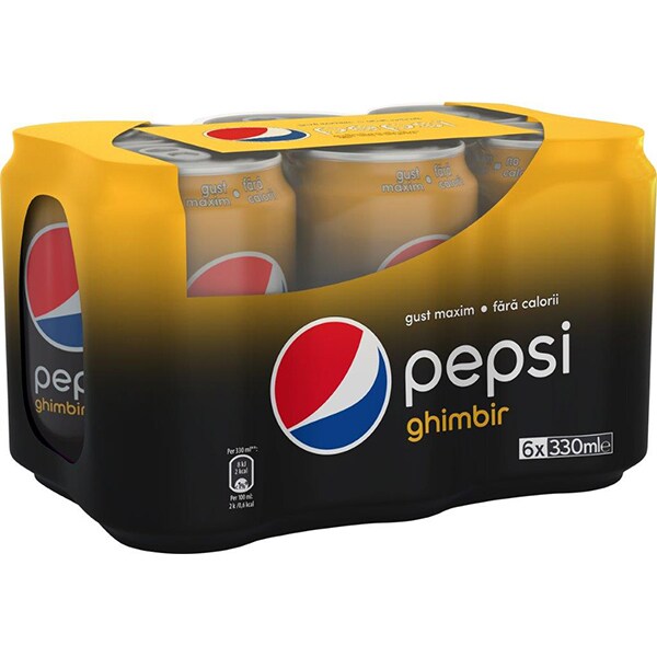 Bautura racoritoare carbogazoasa PEPSI COLA GINGER bax 0.33L x 6 cutii