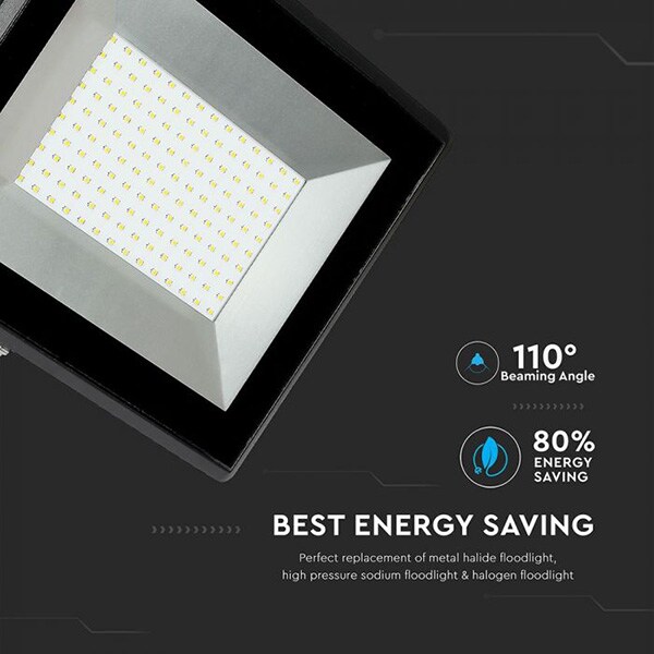 Proiector LED V-TAC 5964, 100W, 8500 lumeni, IP65, lumina calda, negru