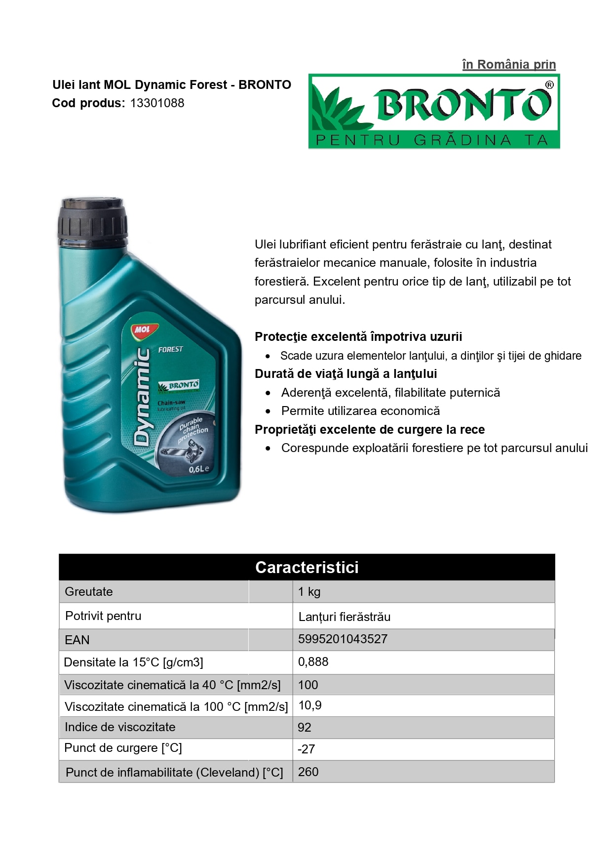 Ulei ungere lant fierastrau Mol Dynamic Forest, 0.6 l