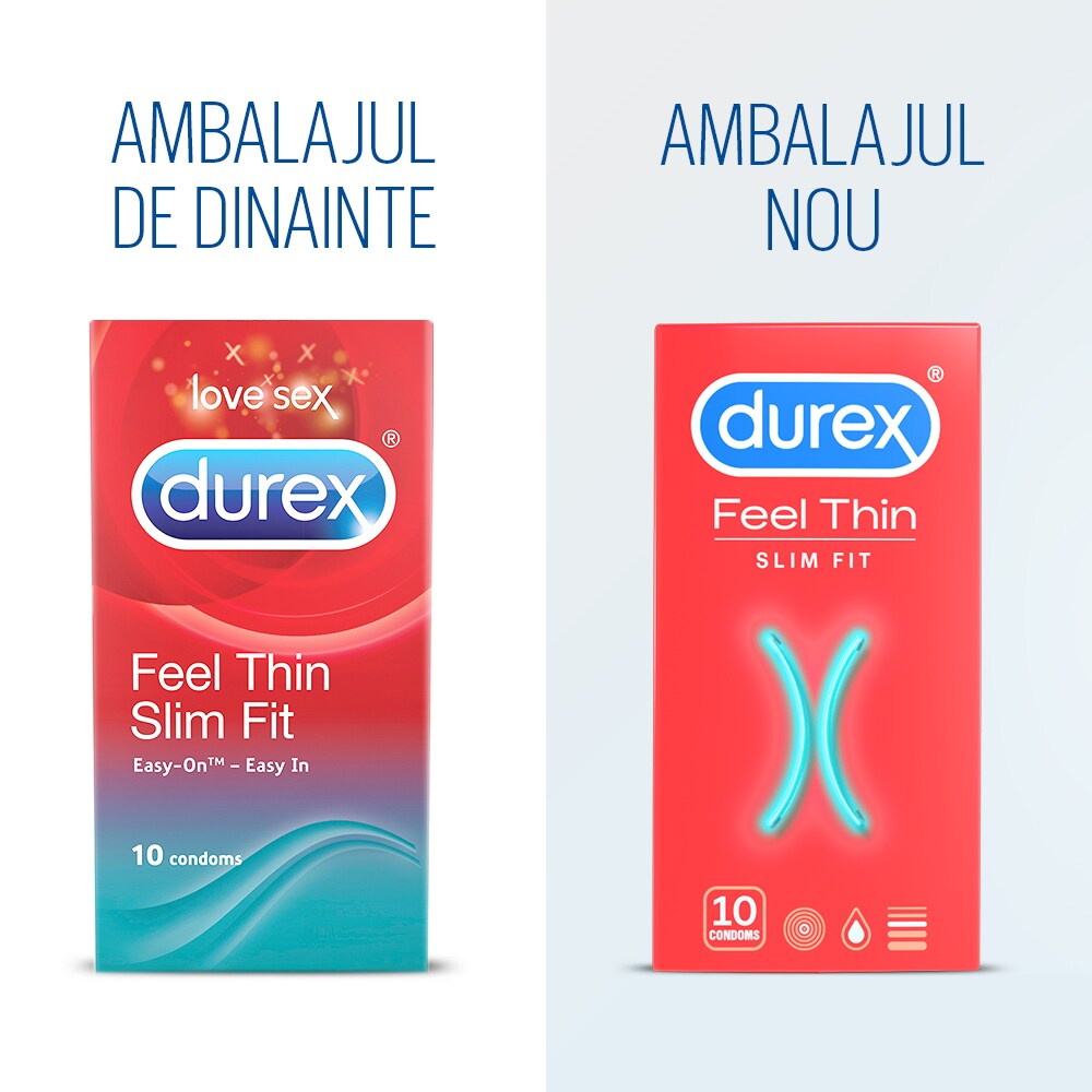 Prezervative DUREX Feel Thin Slim Fit, 10 buc