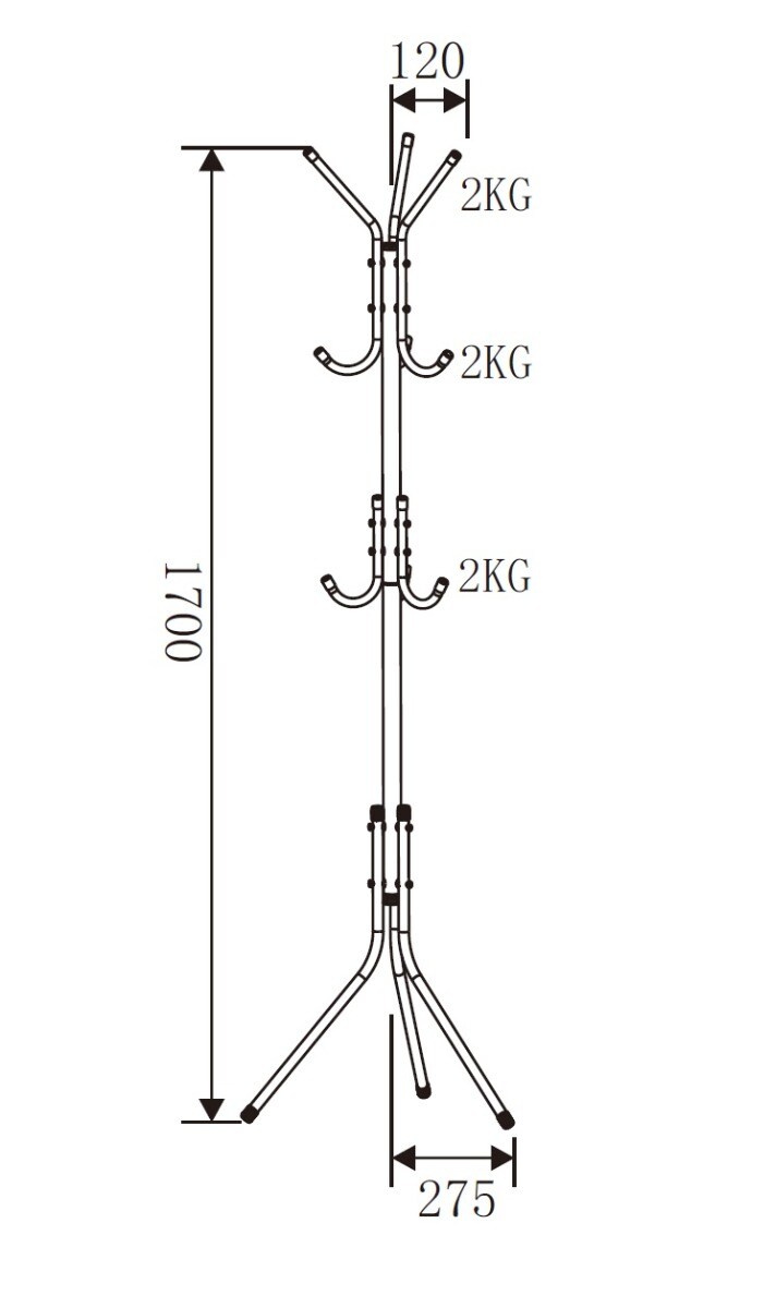 Cuier haine , negru, metal,  45 x 175 cm 
