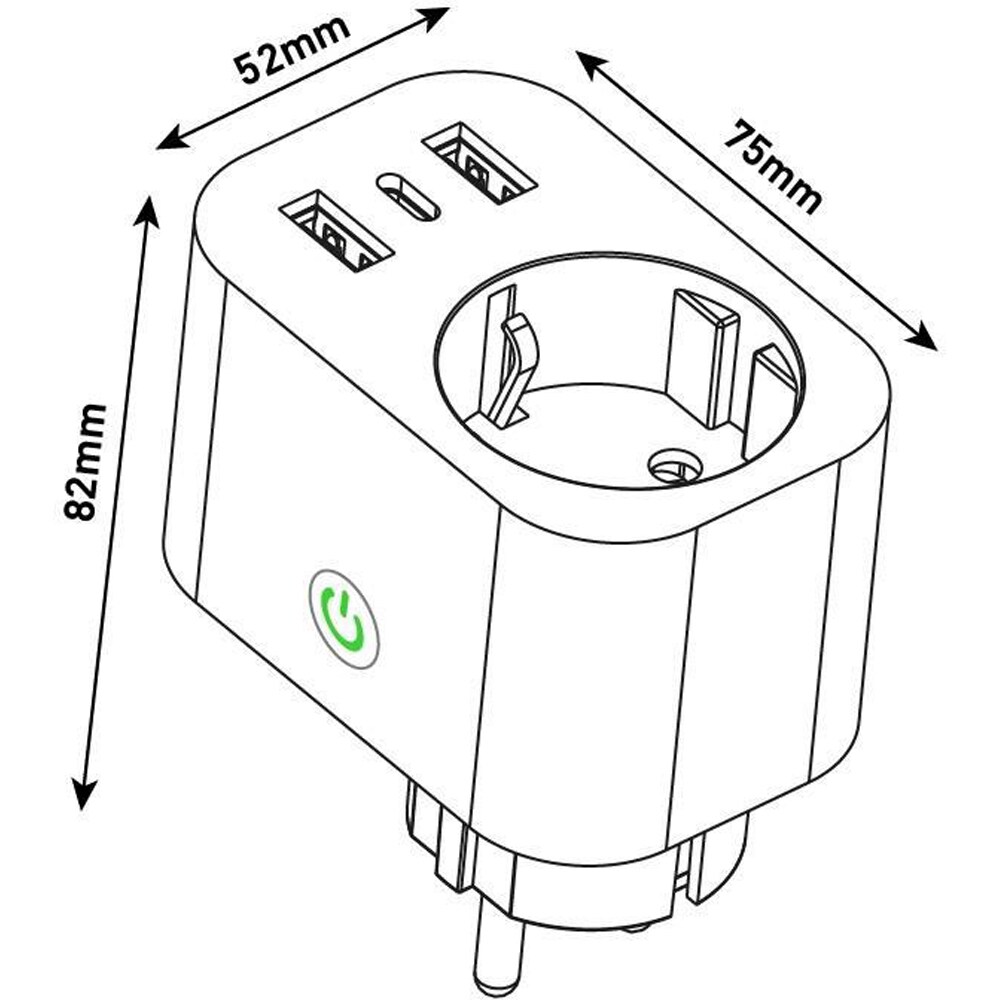 Adaptor priza ENTAC ES-SSAUSB-WIBLE, 3680W, IP20, alb