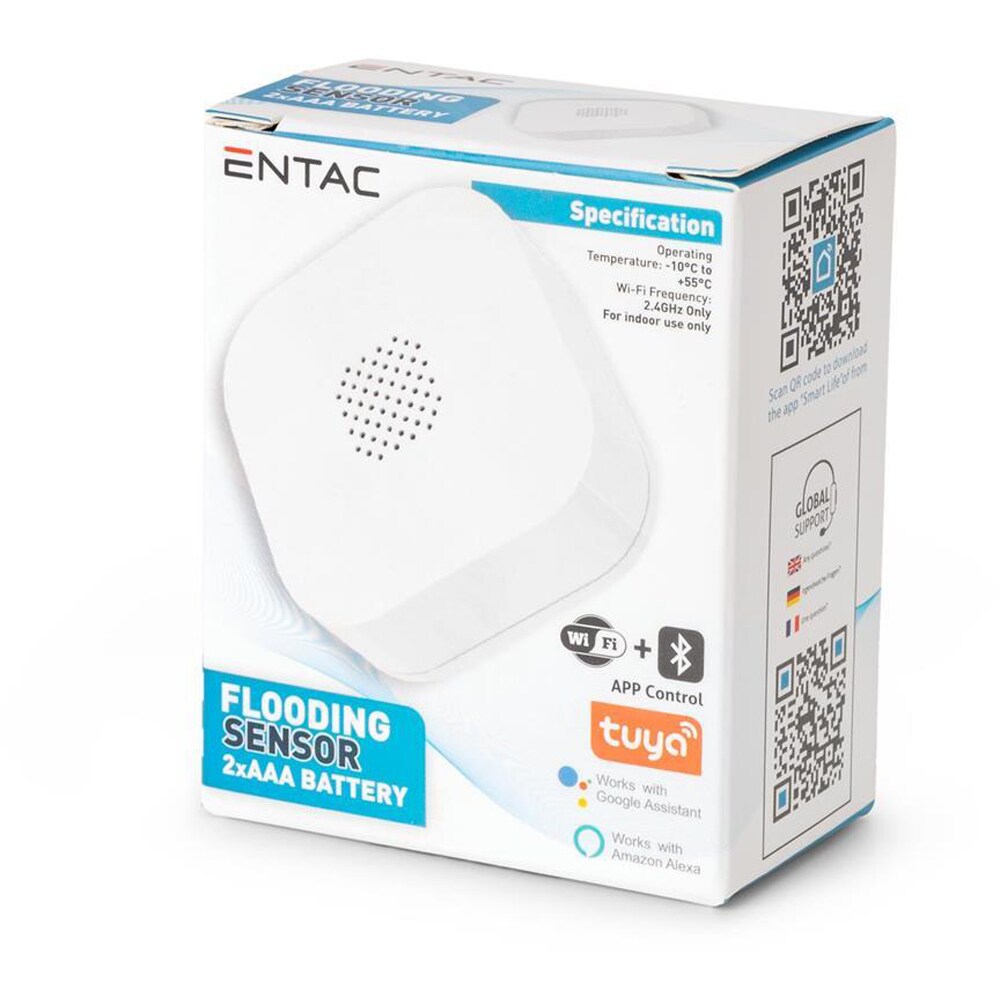 Senzor scurgere apa ENTAC, SMART, Wi-Fi, alb