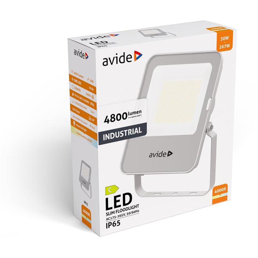 Lampa de lucru AVIDE AILFLNW-30W, 30W, 4800lm, argintiu
