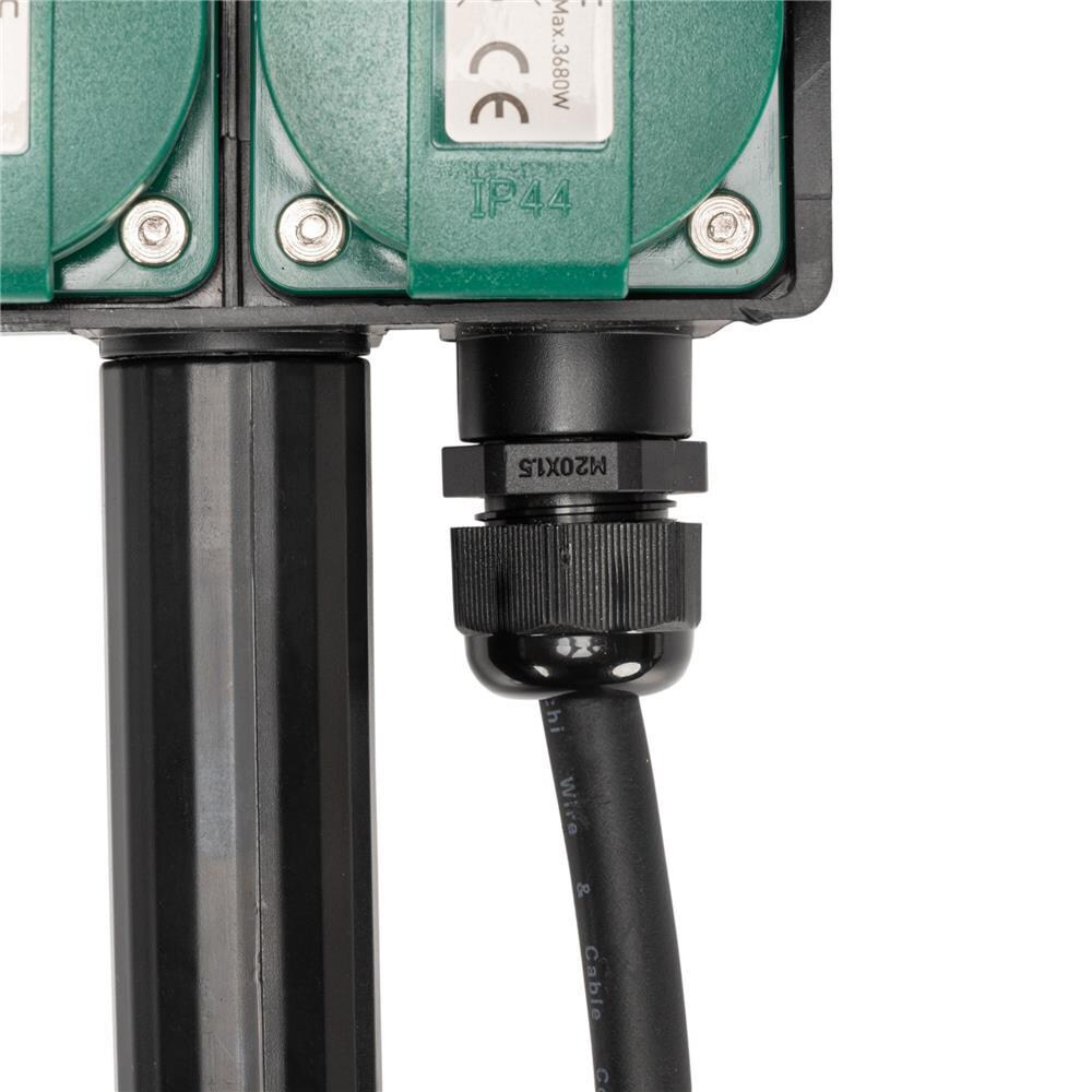 Prelungitor ENTAC ESE1.5G2-1.5-IP44S, 3680W, 2 prize, 1.5m, negru