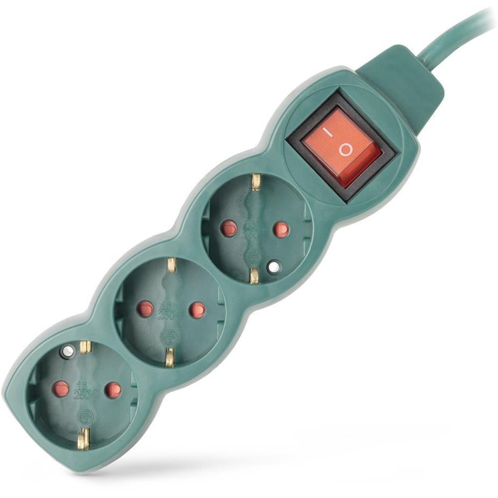 Prelungitor ENTAC ESE1.5G3-3-SW-G, 3 prize Shucko, 3m, intrerupator, verde