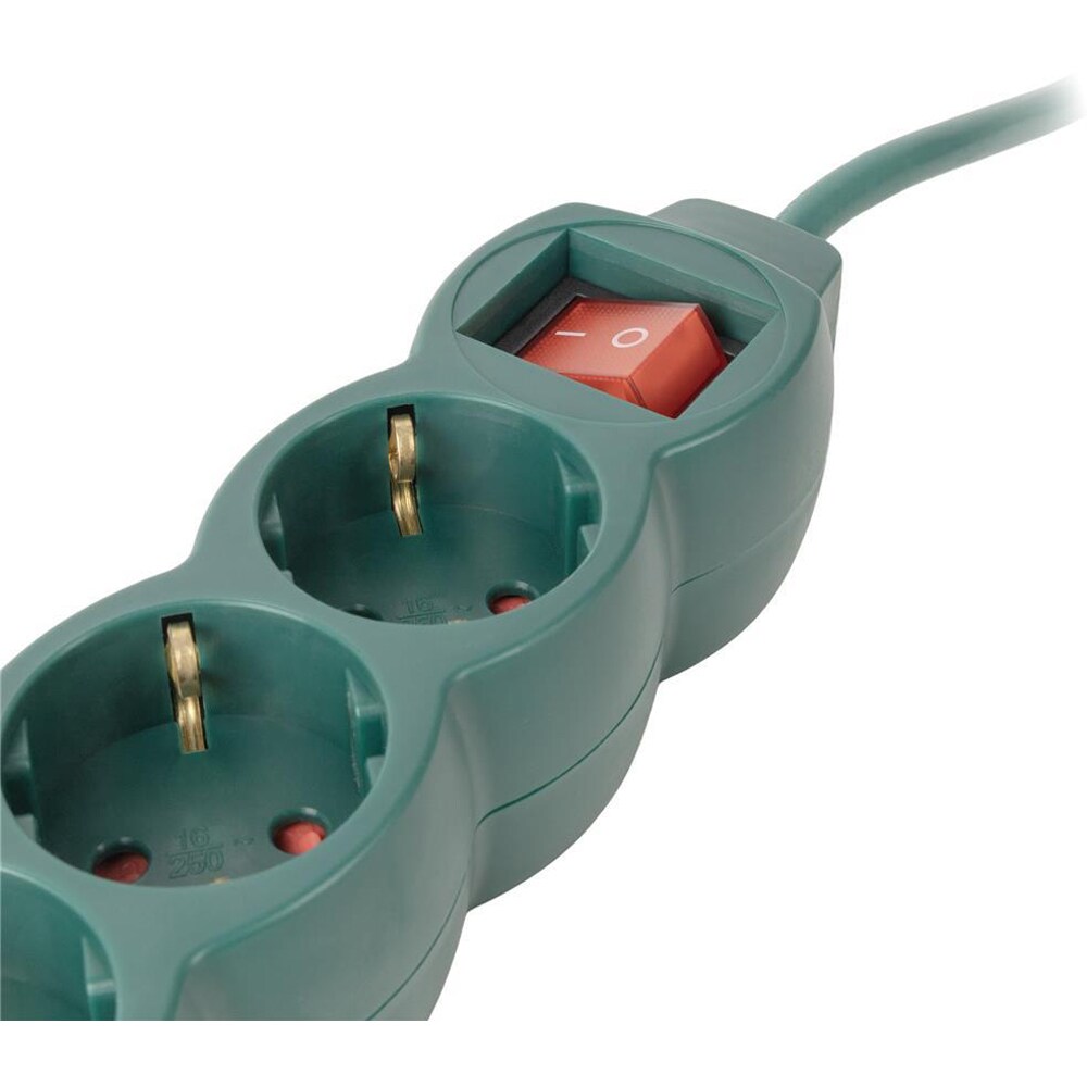 Prelungitor ENTAC ESE1.5G3-3-SW-G, 3 prize Shucko, 3m, intrerupator, verde