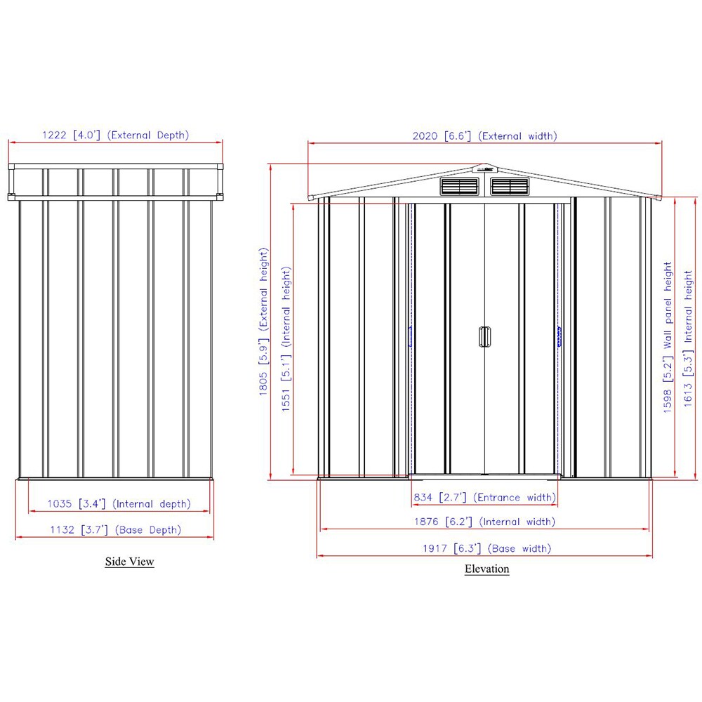 Casuta gradina DURAMAX Eco 6X4, otel, 202 x 122.2 x 180.5 cm, antracit