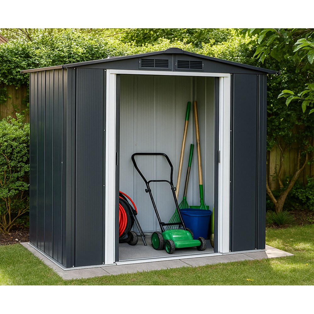 Casuta gradina DURAMAX Eco 6X4, otel, 202 x 122.2 x 180.5 cm, antracit