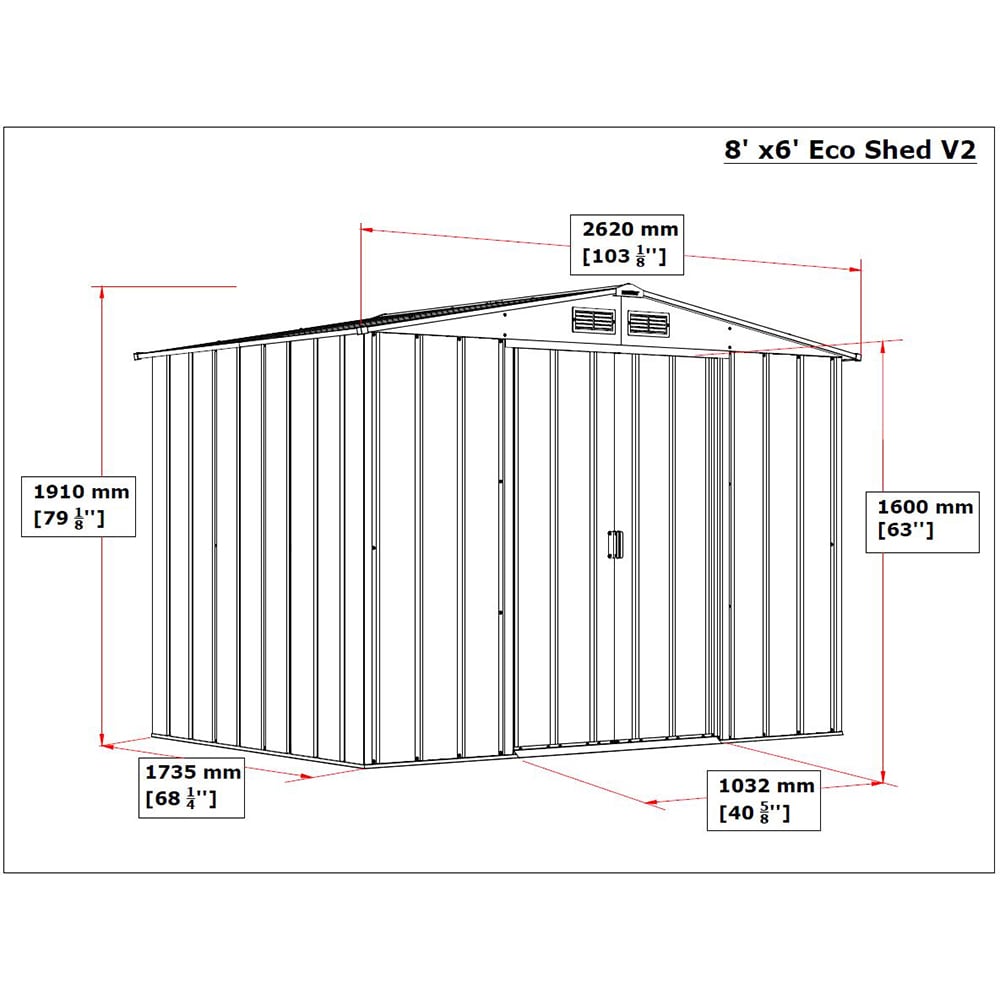 Casuta gradina DURAMAX Eco 8X6, otel, 262 x 182.2 x 191 cm, antracit