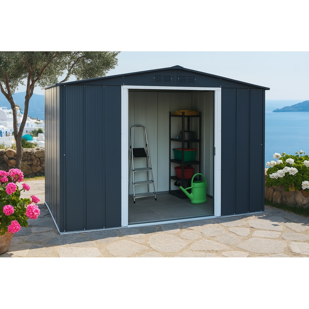 Casuta gradina DURAMAX Eco 8X6, otel, 262 x 182.2 x 191 cm, antracit