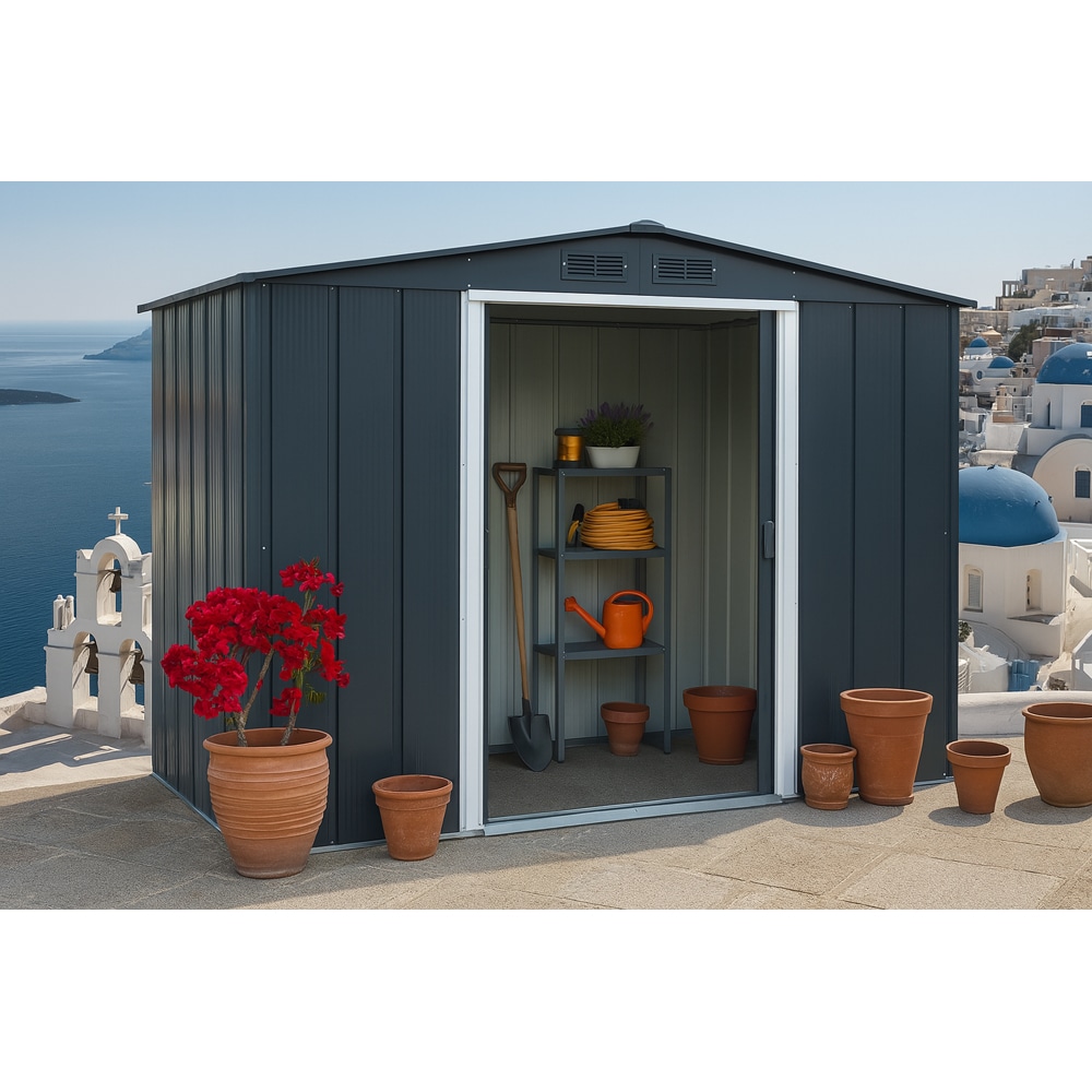 Casuta gradina DURAMAX Eco 8X6, otel, 262 x 182.2 x 191 cm, antracit