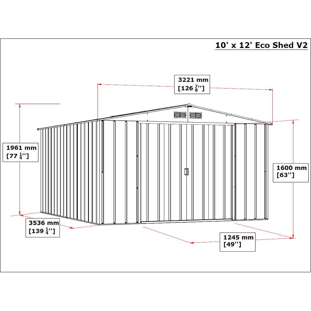 Casuta gradina DURAMAX Eco 10X12, otel, 322.1 x 362.7 x 196.1 cm, verde