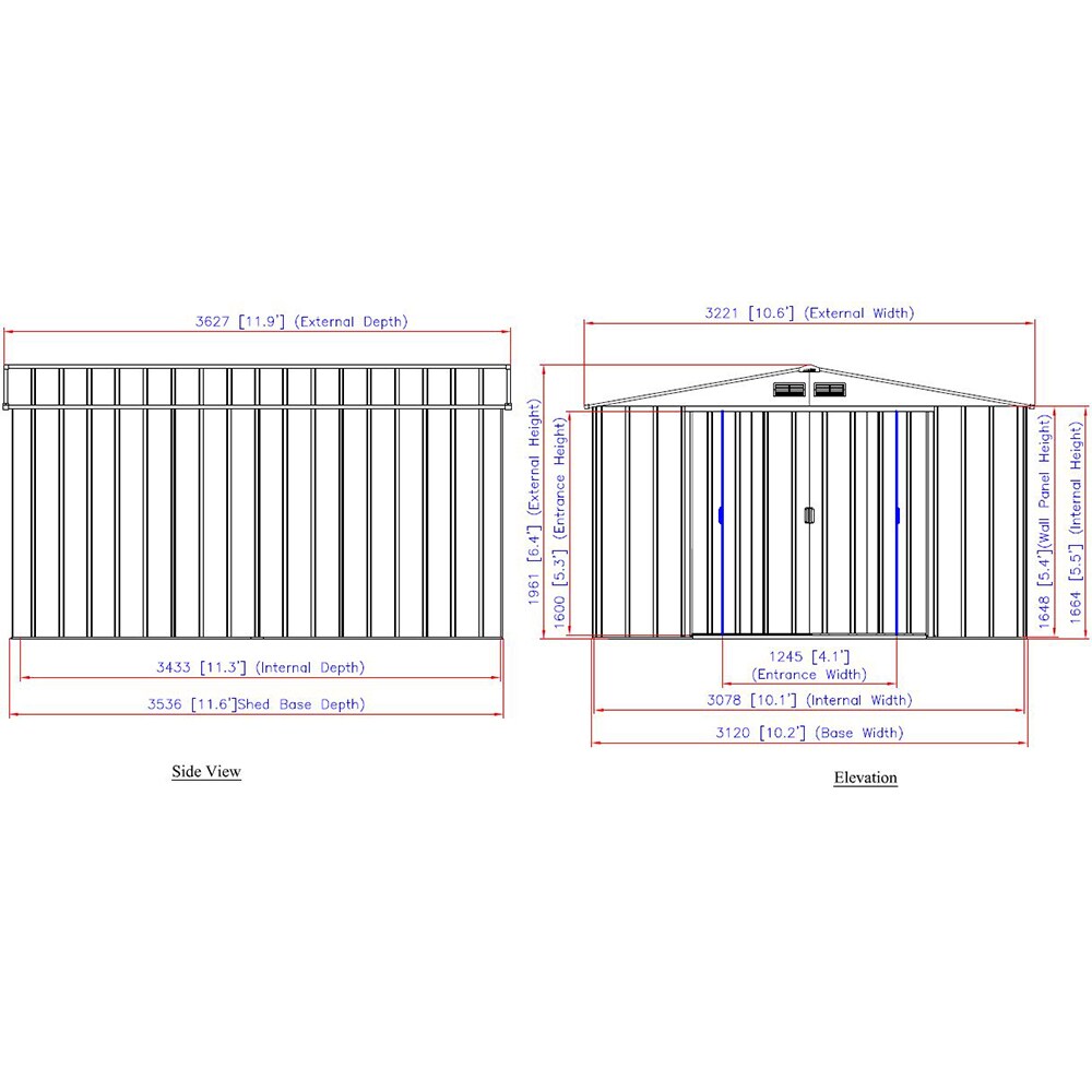 Casuta gradina DURAMAX Eco 10X12, otel, 322.1 x 362.7 x 196.1 cm, verde