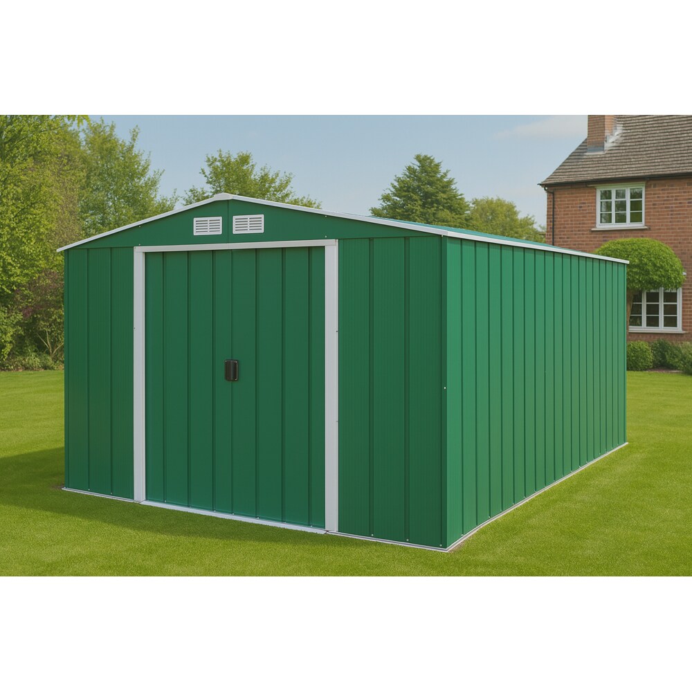 Casuta gradina DURAMAX Eco 10X12, otel, 322.1 x 362.7 x 196.1 cm, verde