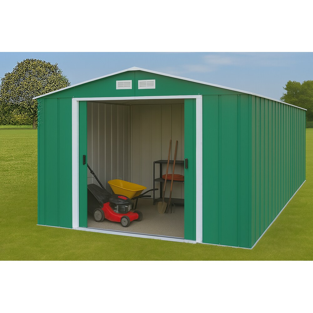 Casuta gradina DURAMAX Eco 10X12, otel, 322.1 x 362.7 x 196.1 cm, verde