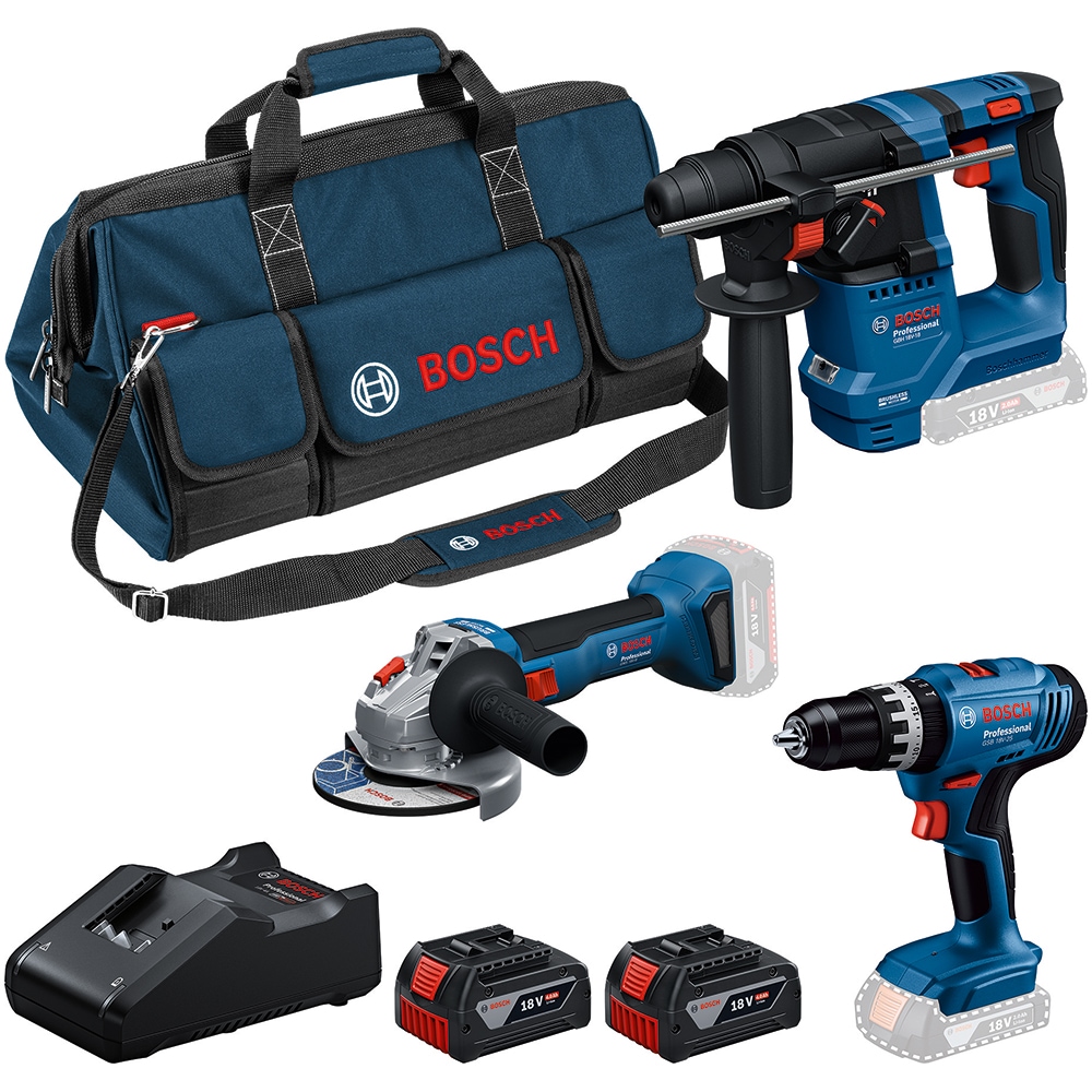 Set 3 unelte BOSCH PROFESSIONAL, Li-Ion 4Ah, 1650rpm, 18V