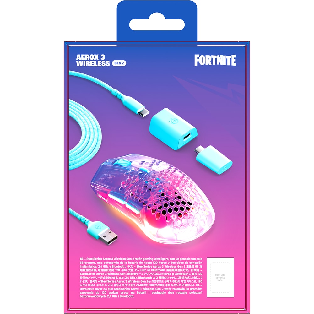 Mouse Gaming Wireless STEELSERIES Aerox 3 Gen 2, 26000 dpi, Fortnite