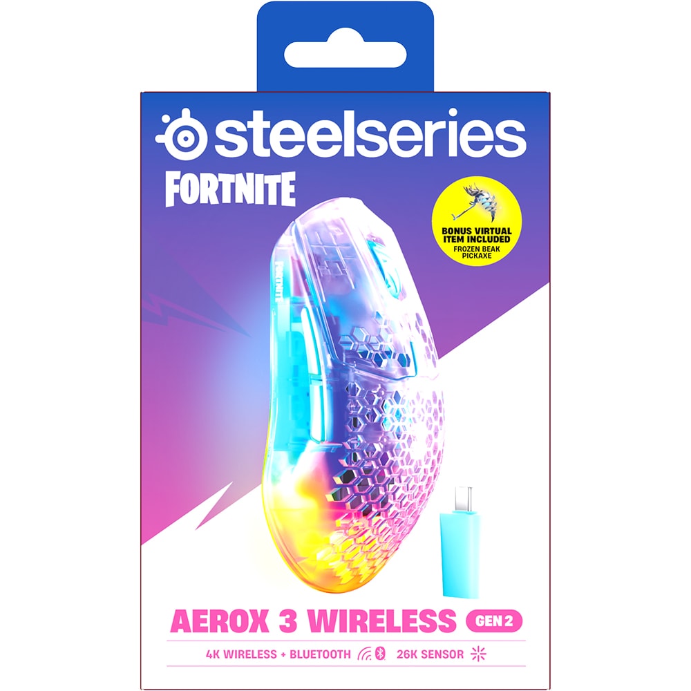 Mouse Gaming Wireless STEELSERIES Aerox 3 Gen 2, 26000 dpi, Fortnite