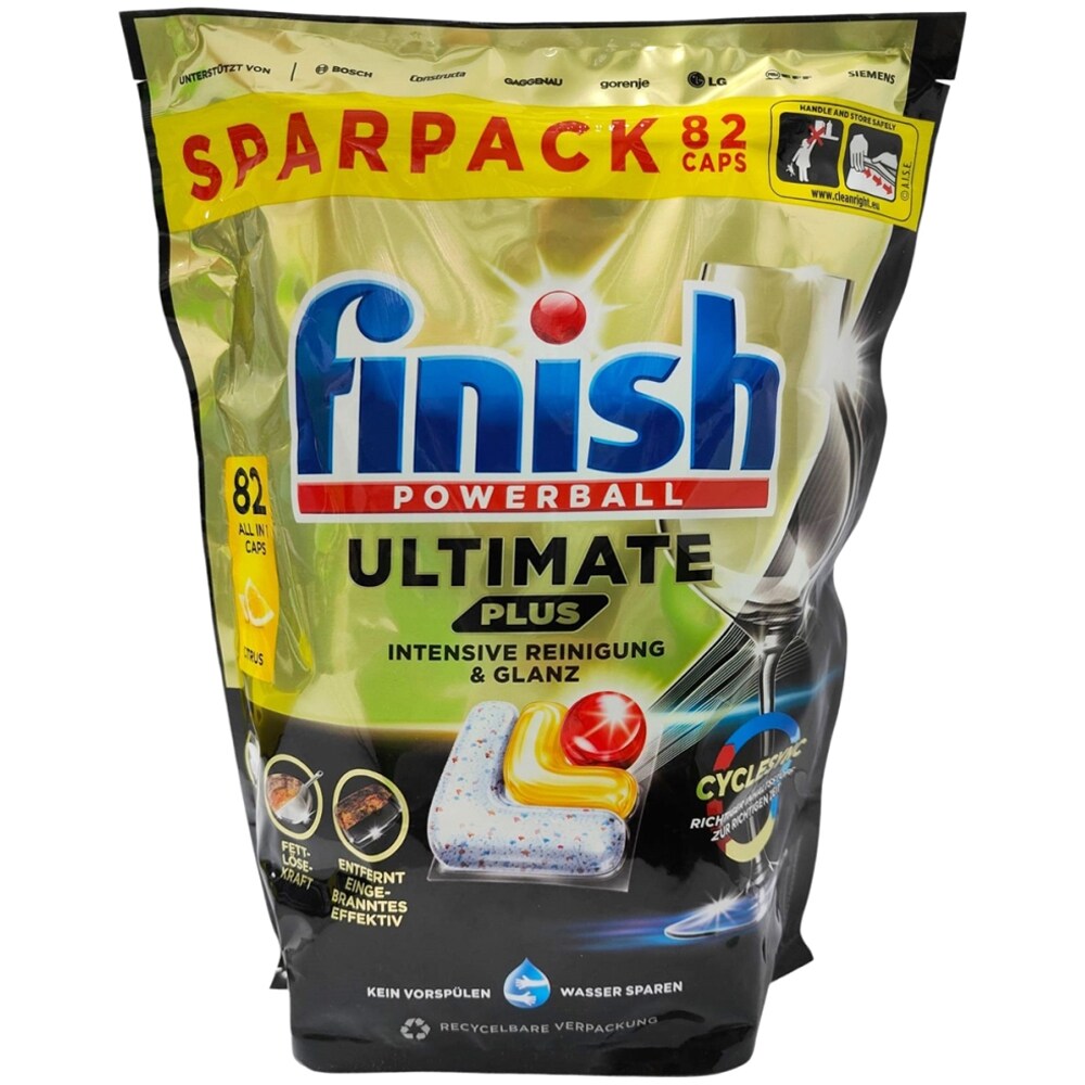 Detergent pentru masina de spalat vase FINISH Ultimate Plus, Lemon, 82 capsule