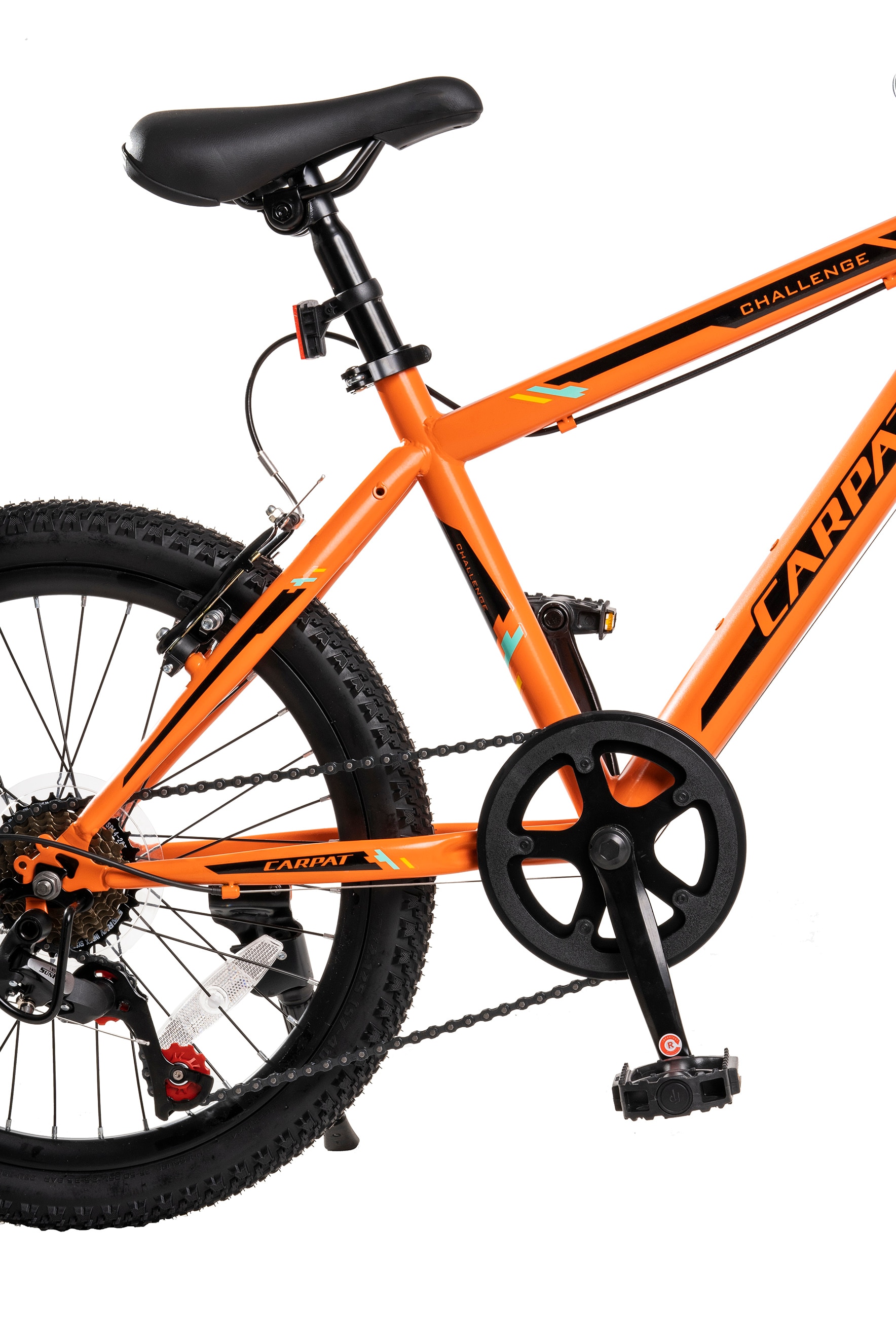 Bicicleta copii MTB CARPAT C2012A, roata 20", 7 viteze, frana fata pe disc, frana spate V-brake, portocaliu