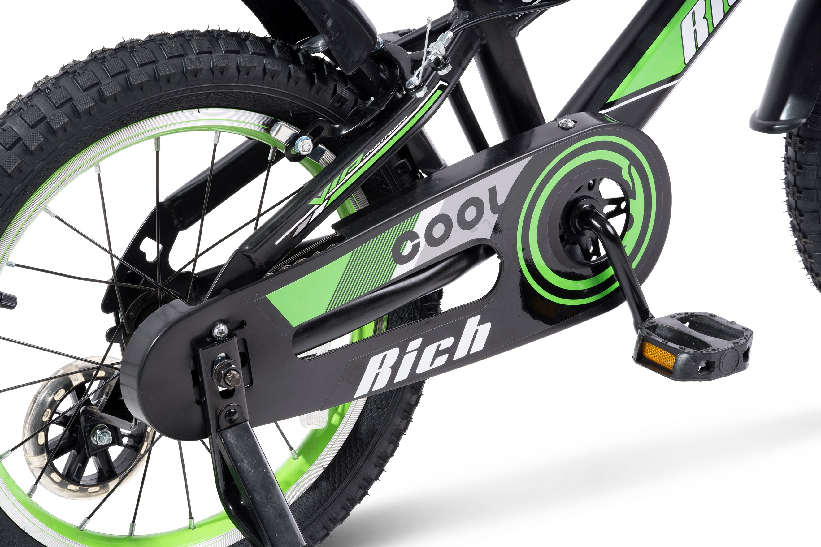 Bicicleta copii RICH Baby R16WTB, roata 16", frana C-Brake, negru-verde