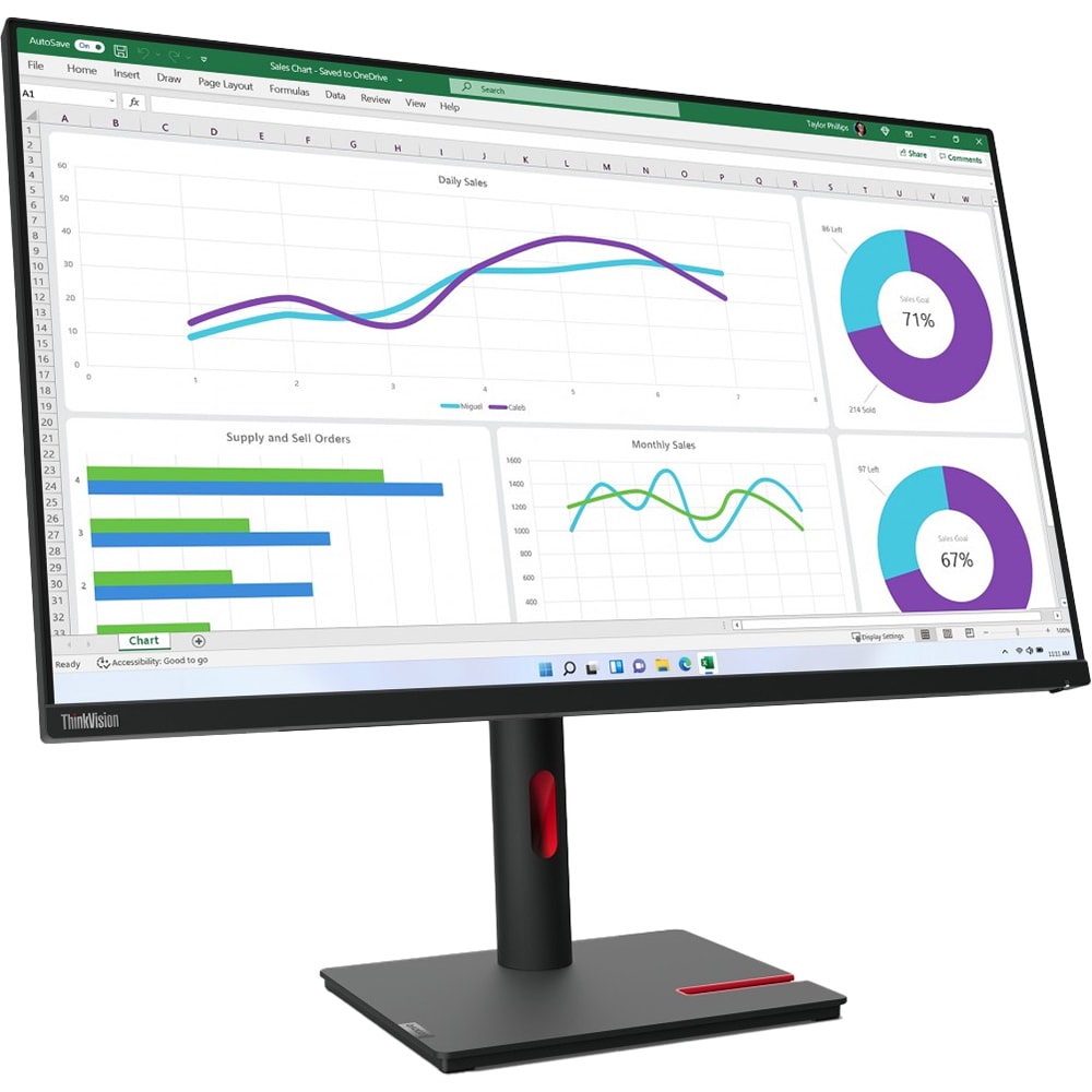 Monitor LED IPS LENOVO ThinkVision T32h-30, 31.5", QHD, 60Hz, pivot, negru