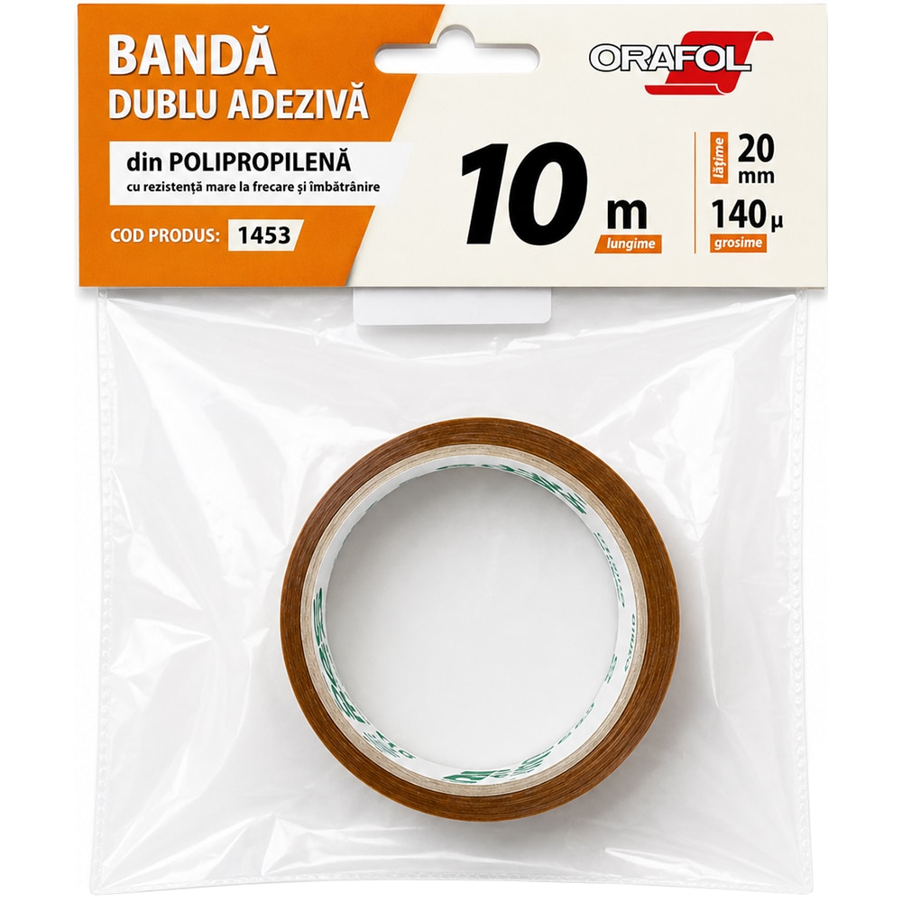 Banda dublu adeziva ORAFOL 1453, 20mm x 10m, maro