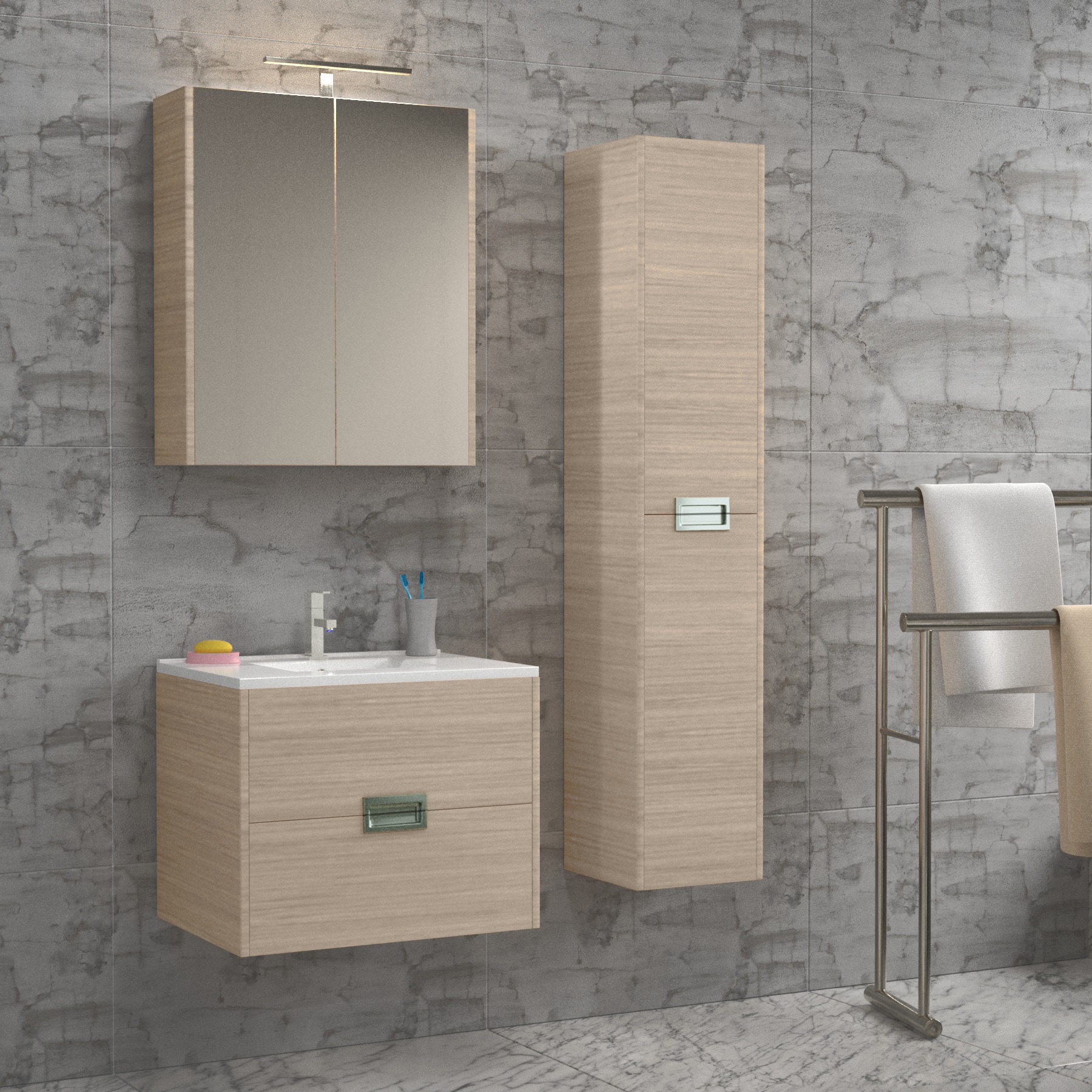 Set mobilier, culoare stejar, 60 cm  Cubo