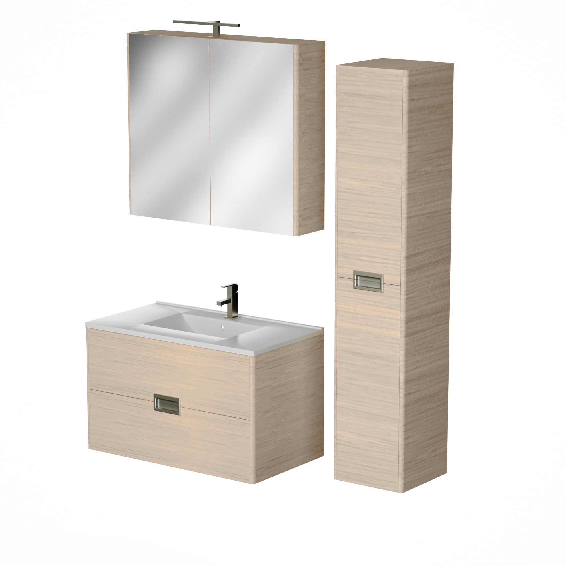 Set mobilier, culoare stejar, 80 cm  Cubo