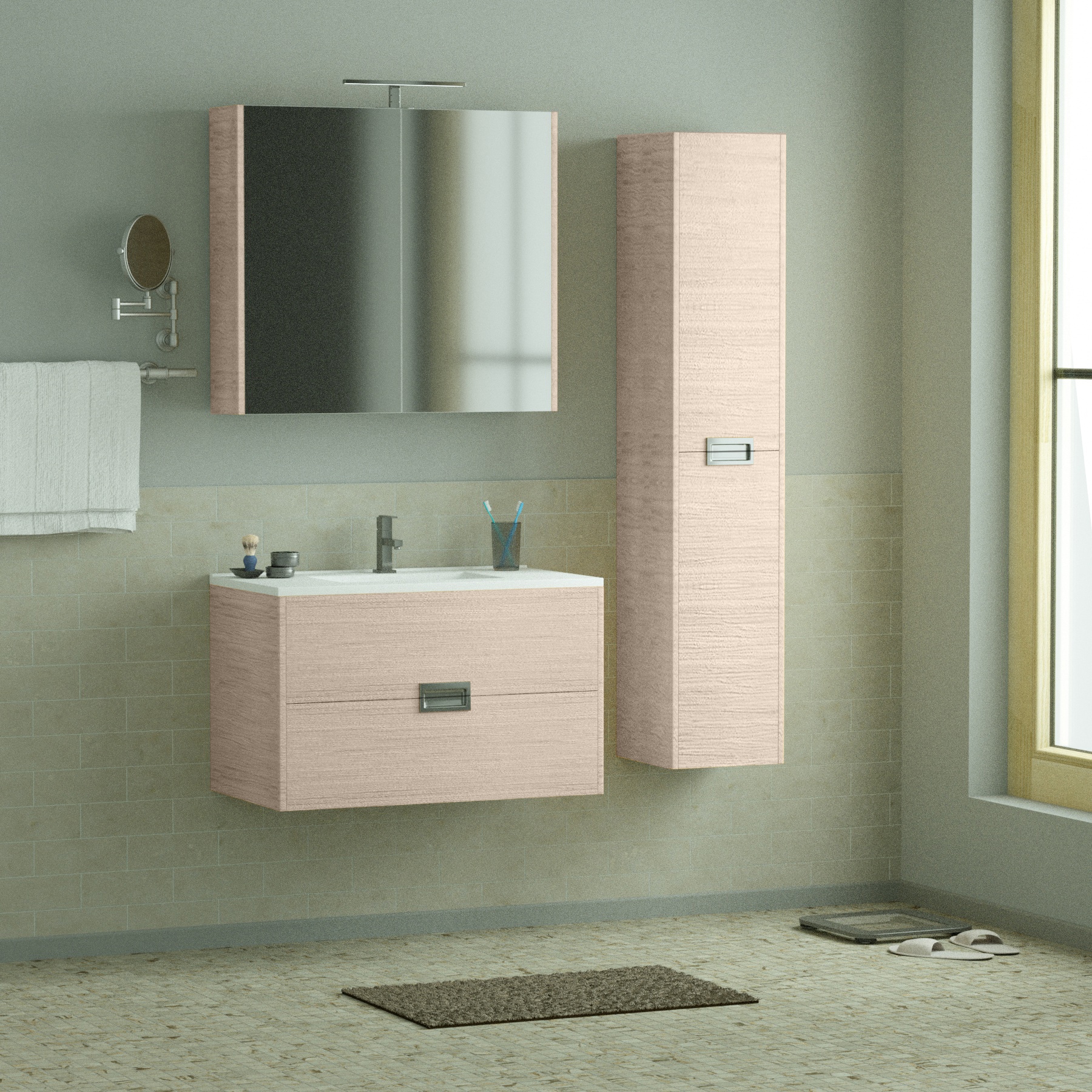 Set mobilier, culoare stejar, 80 cm  Cubo