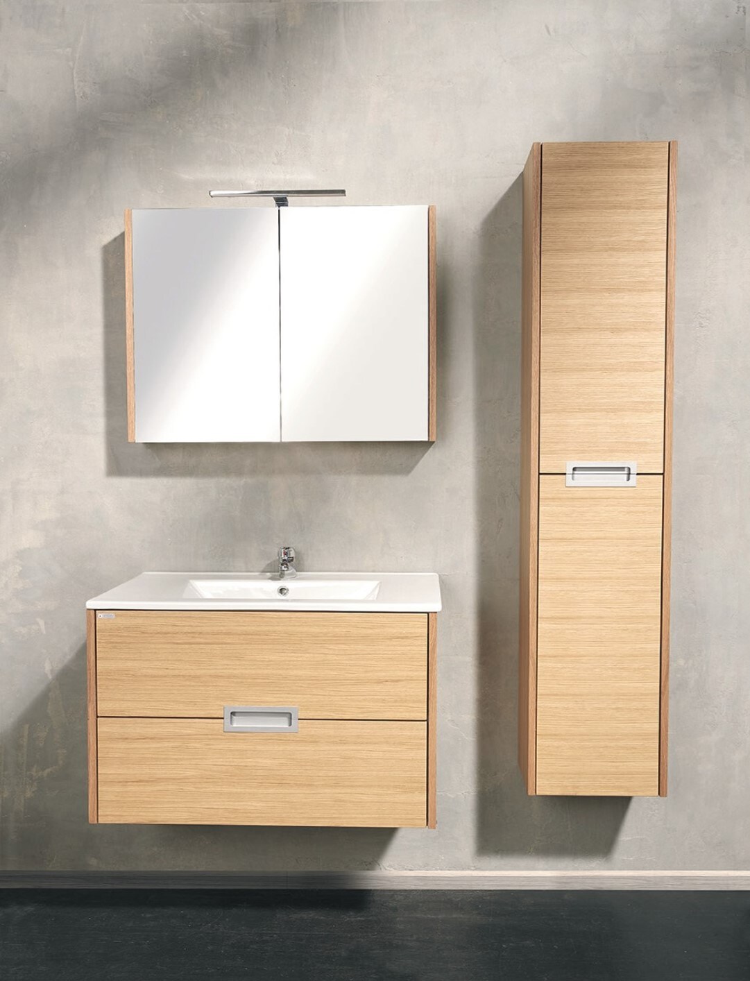 Oglinda baie, cu 2 usi si 2 polite mobile, iluminare LED 80 x 70 x 18 cm  Cubo