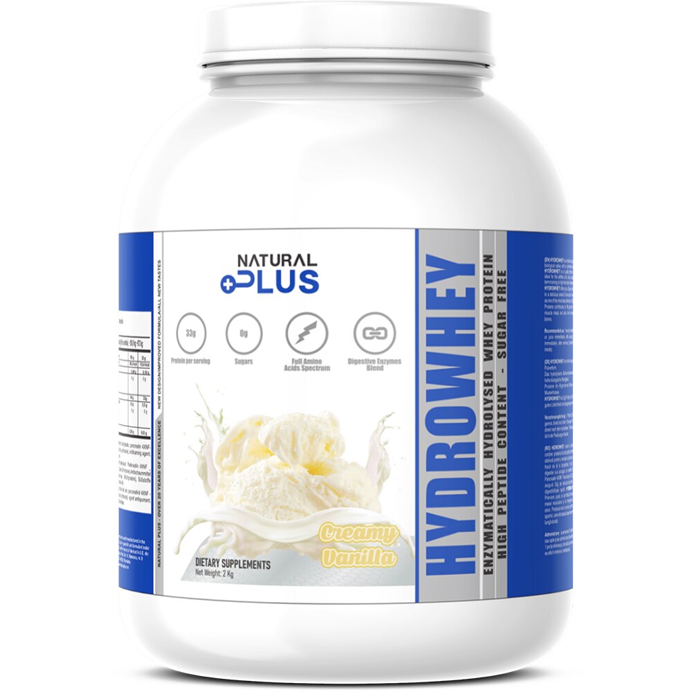 Pudra proteica Hydrowhey Protein, vanilie, 2 kg, NATURAL PLUS