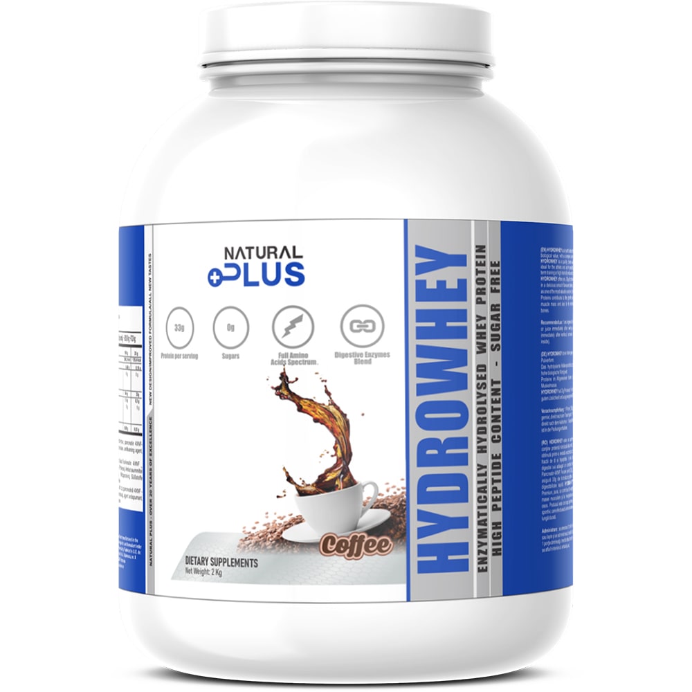 Pudra proteica Hydrowhey Protein, cafea, 2 kg, NATURAL PLUS
