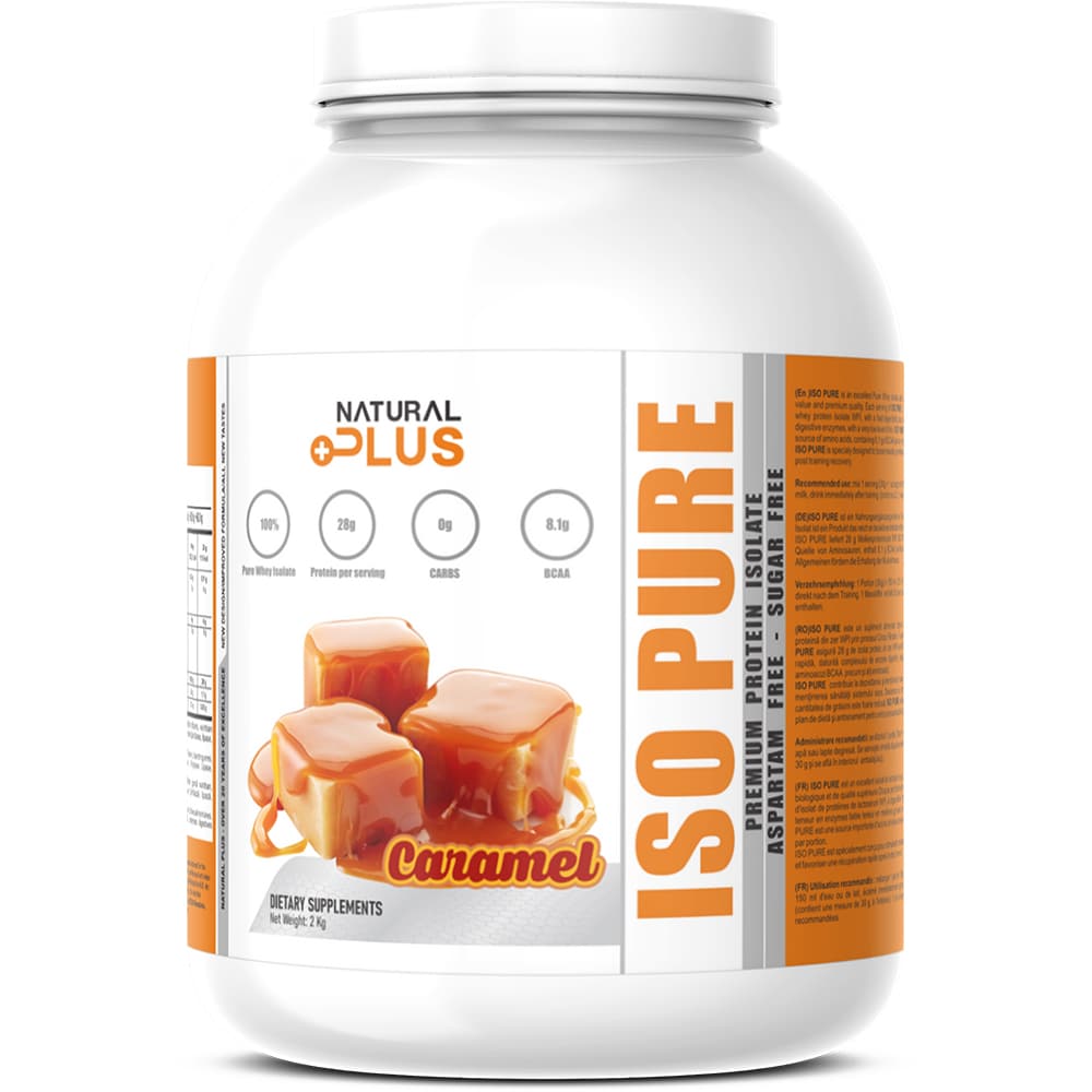 Pudra proteica Iso Pure Protein, caramel, 2 kg, NATURAL PLUS