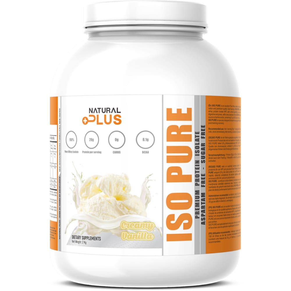 Pudra proteica Iso Pure Protein, vanilie, 2 kg, NATURAL PLUS