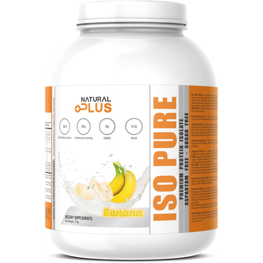 Pudra proteica Iso Pure Protein, banane, 2 kg, NATURAL PLUS