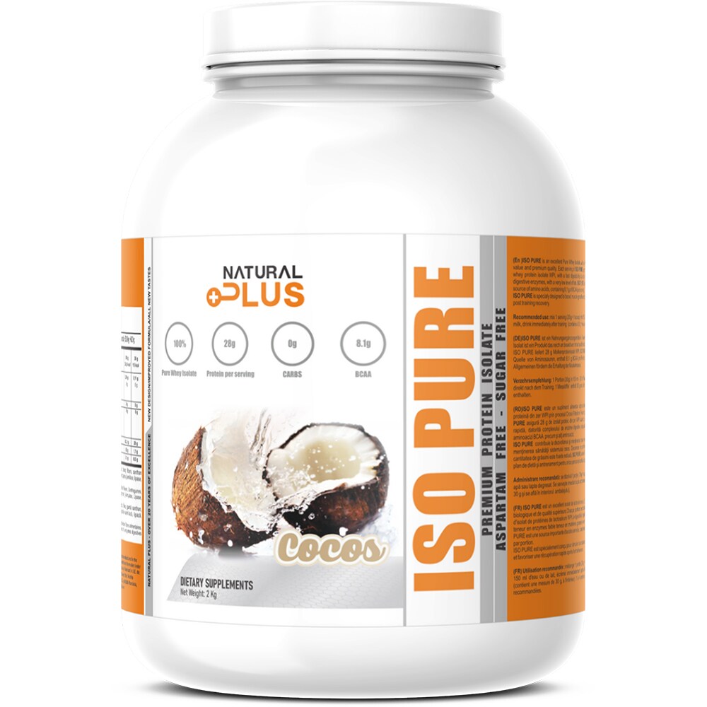 Pudra proteica Iso Pure Protein, cocos, 2 kg, NATURAL PLUS