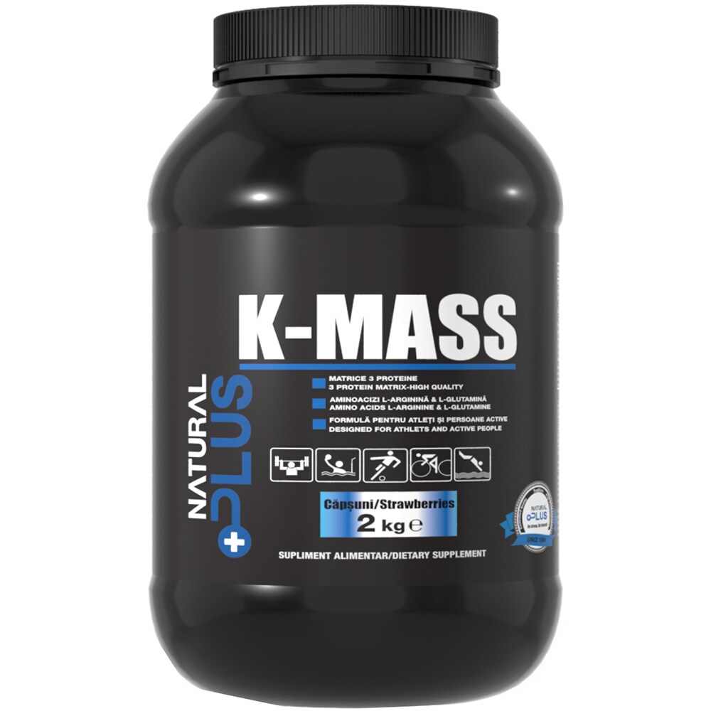 Supliment K-Mass, capsuni, 2 kg, NATURAL PLUS