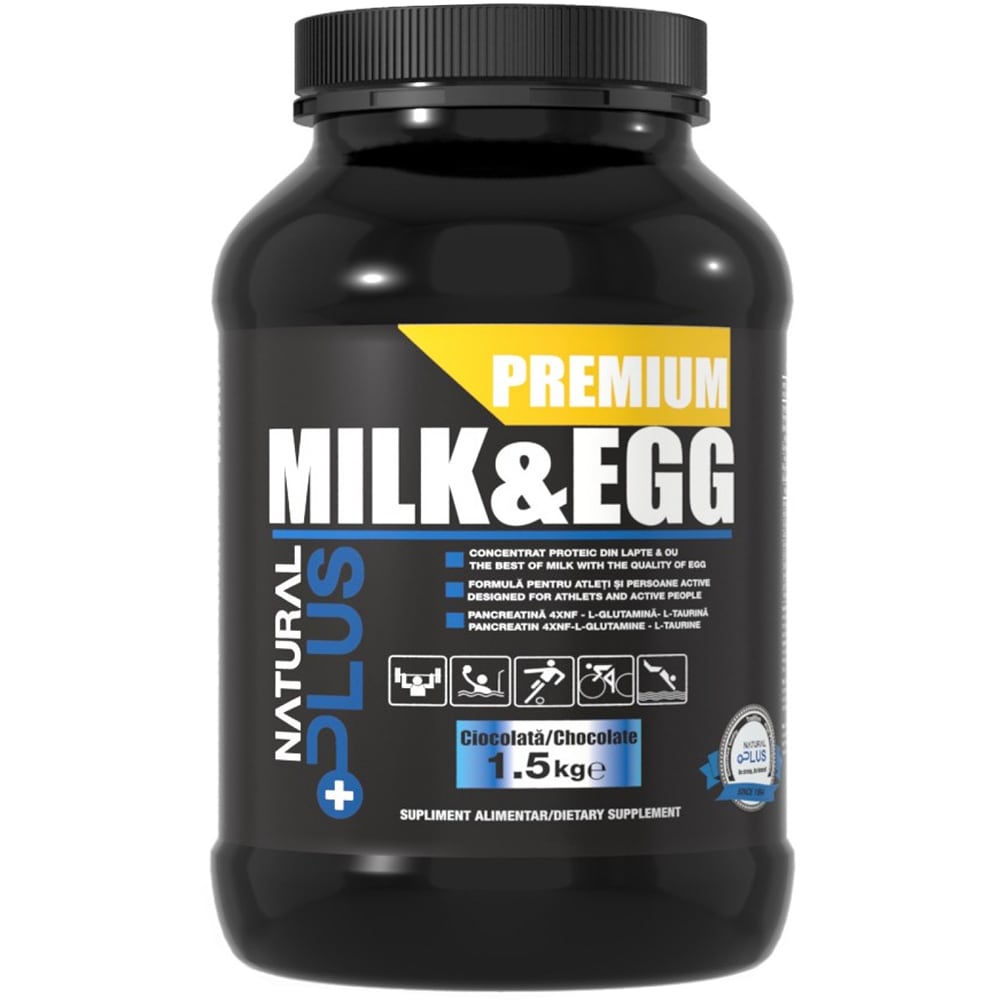 Supliment Milk&Egg, ciocolata, 1.5 kg, NATURAL PLUS