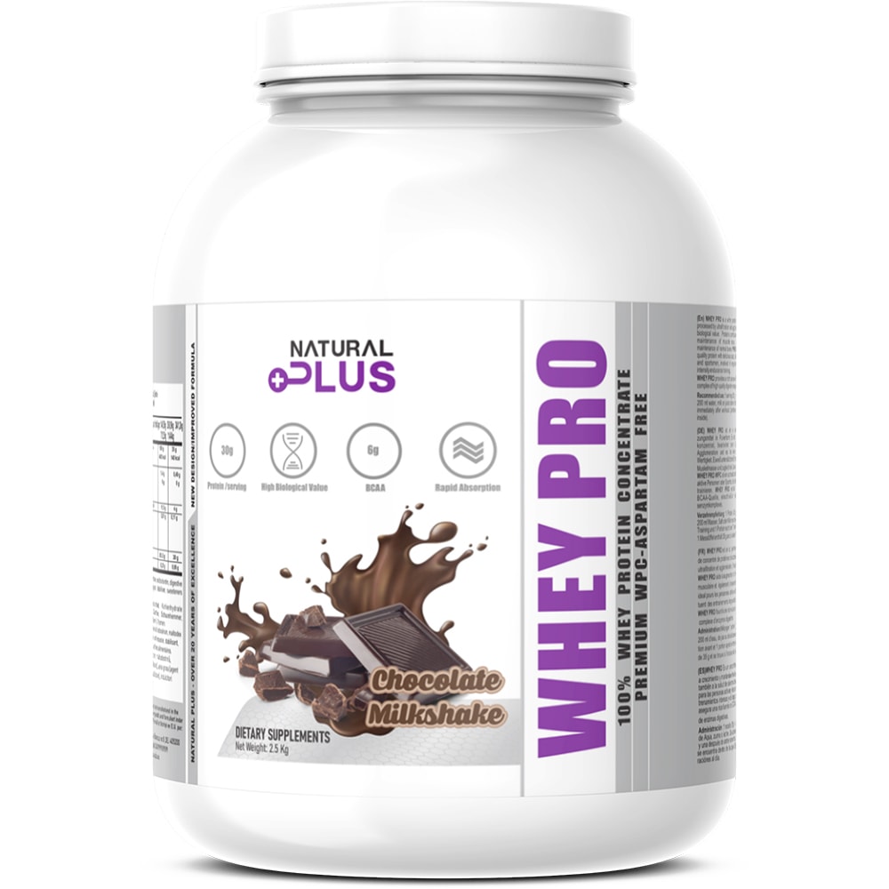 Pudra proteica Whey Pro Premium, ciocolata, 2.5 kg, NATURAL PLUS