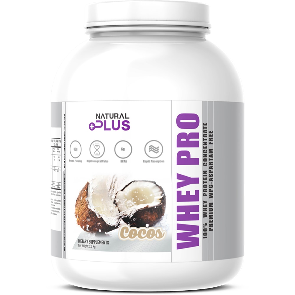 Pudra proteica Whey Pro Premium, cocos, 2.5 kg, NATURAL PLUS