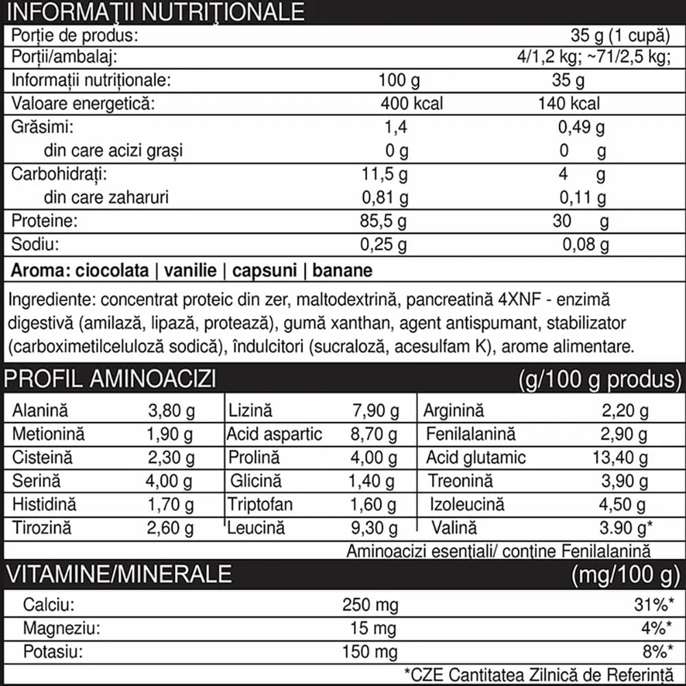 Supliment Concentrat Proteic din Zer Whey Pro Premium, zmeura, 2.5 kg,  NATURAL PLUS
