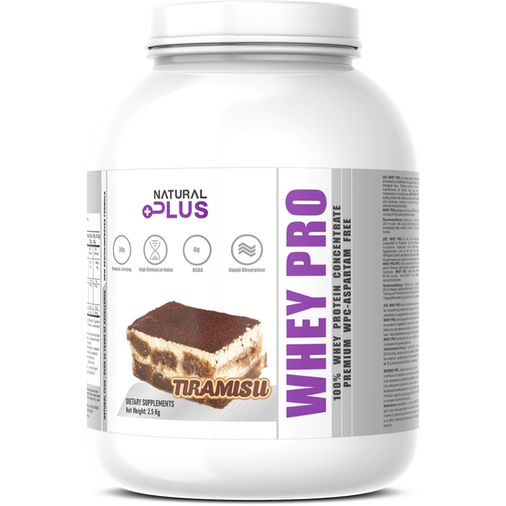 Pudra proteica Whey Pro Premium, tiramisu, 2.5 kg, NATURAL PLUS