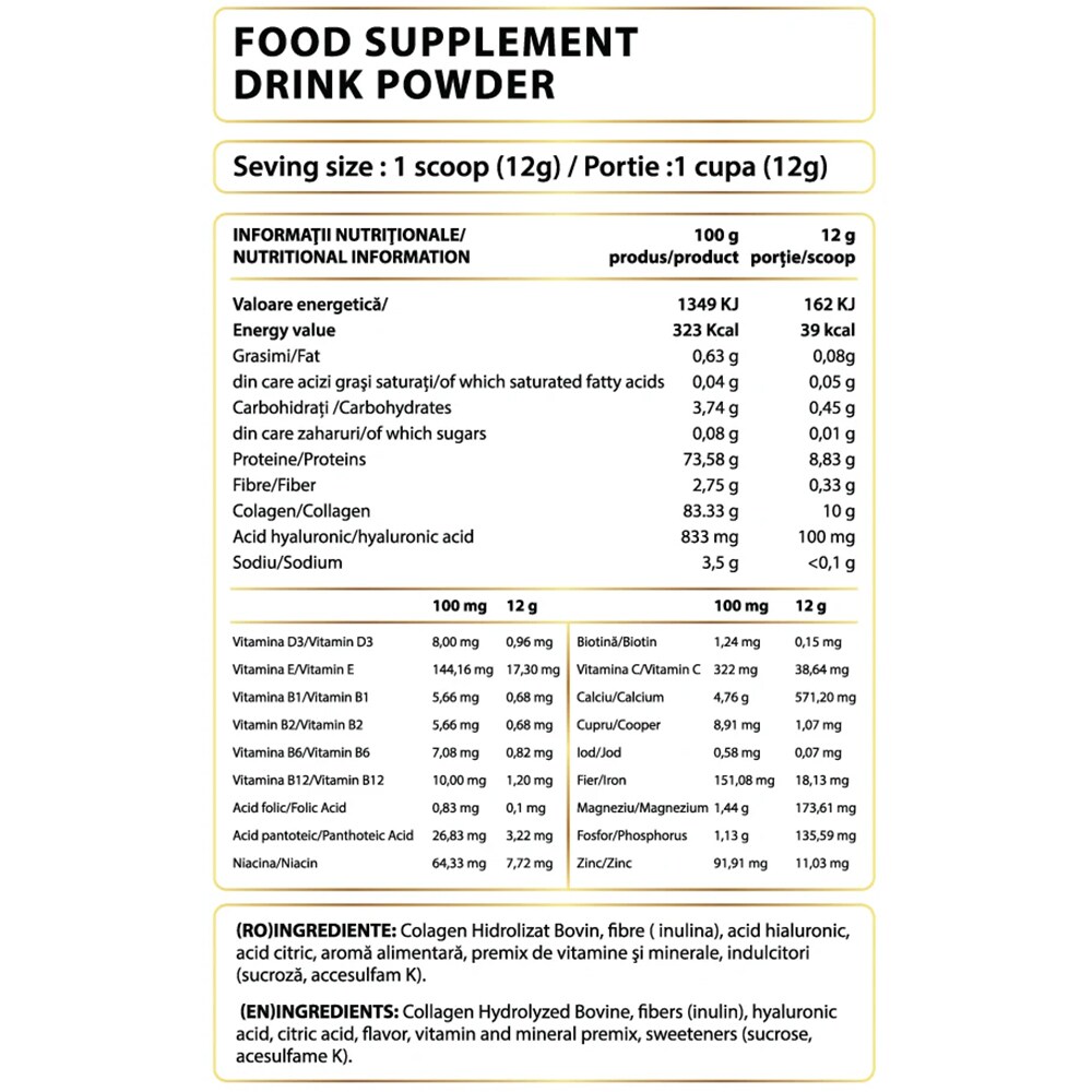 Supliment Collagen, ciocolata, 360 g, NATURAL PLUS