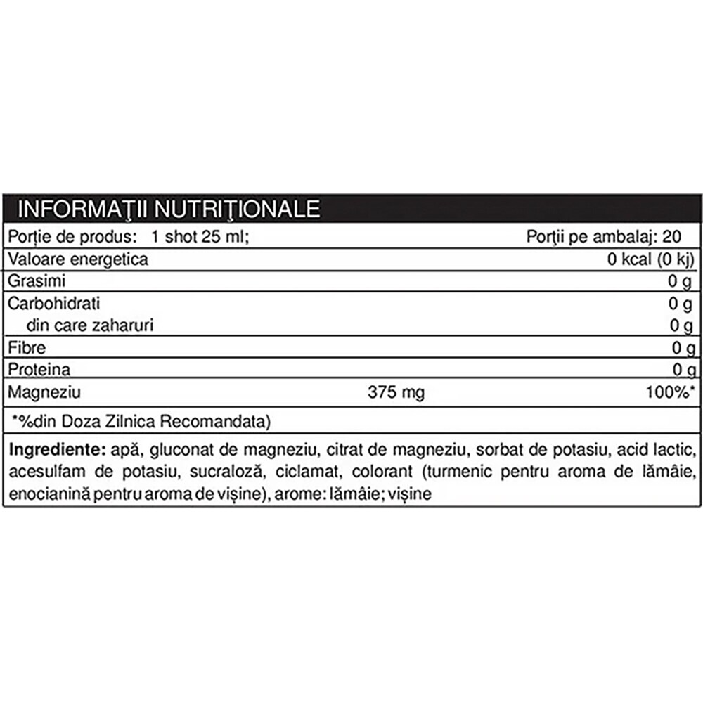 Supliment Magneziu lichid shot forte, visine, 20 x 25 ml, NATURAL PLUS