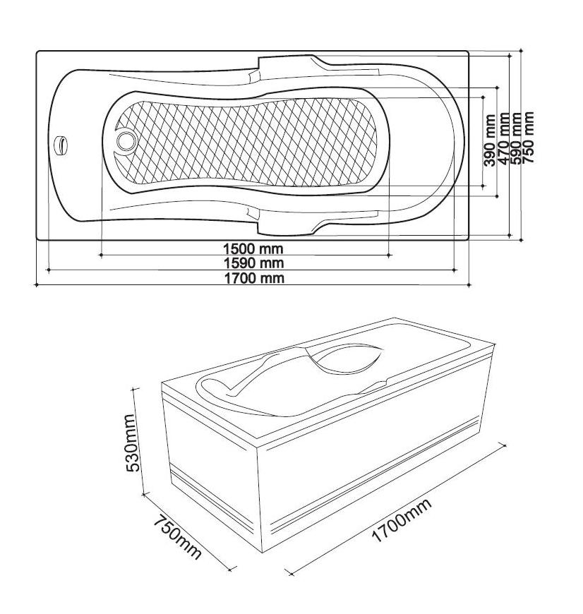 Cada simpla incastrabila, dreptunghiulara, 150 cm x 70 cm  Siena